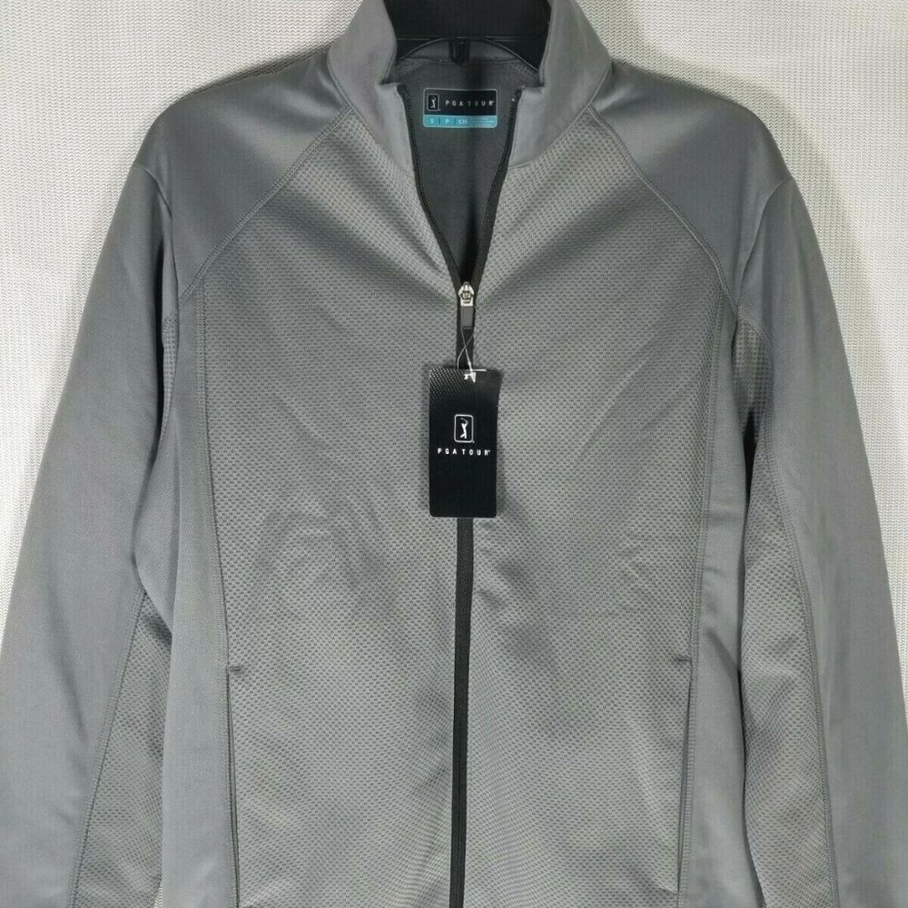 PGA Tour Golf Texture Fall Jacket Quiet Shade Gray S M Quarter Zip Collar NWT